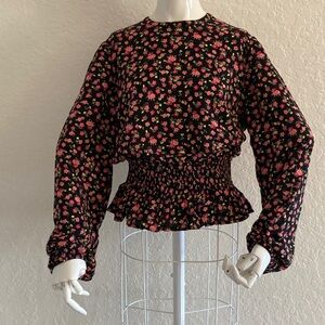 Arizona new  size large Floral Smocked Black Top